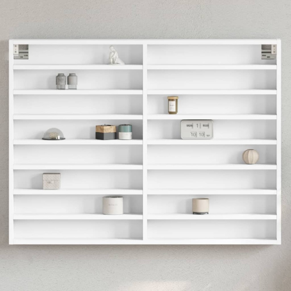 vidaXL Dulap cu vitrină, alb, 100x8,5x75 cm, lemn prelucrat