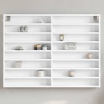 vidaXL Dulap cu vitrină, alb, 100x8,5x75 cm, lemn prelucrat