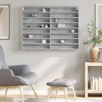 vidaXL Dulap cu vitrină, gri beton, 100x8,5x75 cm, lemn prelucrat