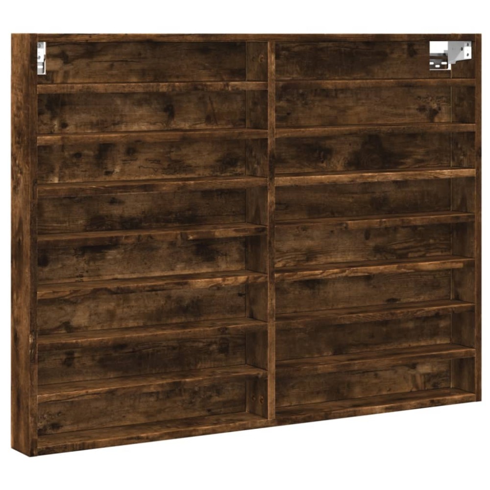 vidaXL Dulap cu vitrină, stejar fumuriu, 100x8,5x75 cm, lemn prelucrat