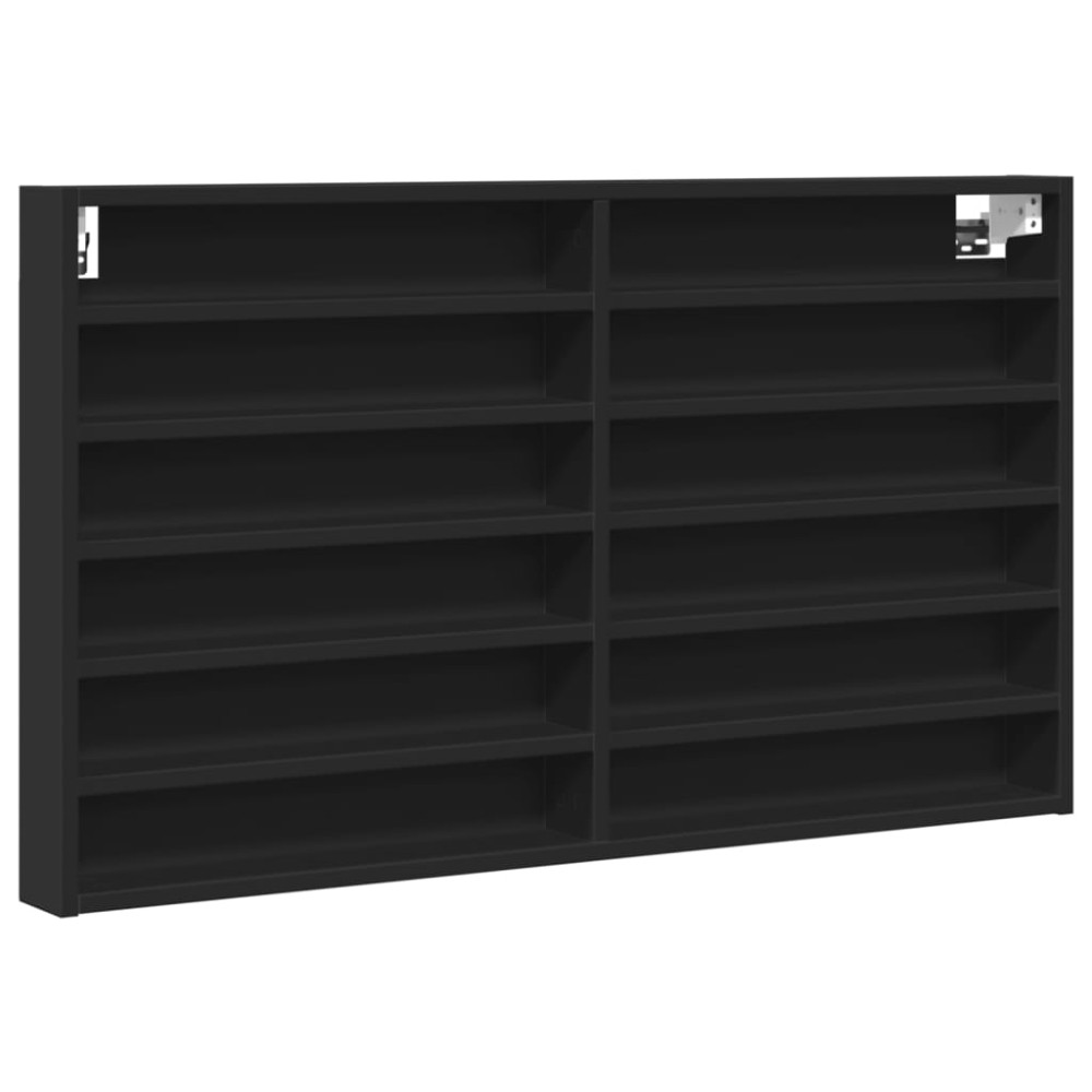 vidaXL Dulap cu vitrină, negru, 100x8,5x58 cm, lemn prelucrat