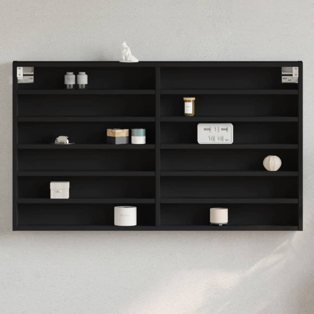 vidaXL Dulap cu vitrină, negru, 100x8,5x58 cm, lemn prelucrat