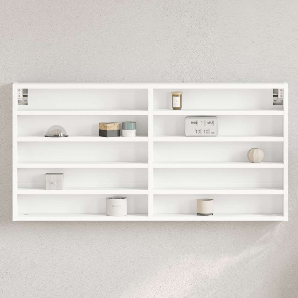 vidaXL Dulap cu vitrină, alb, 100x8,5x50 cm, lemn prelucrat