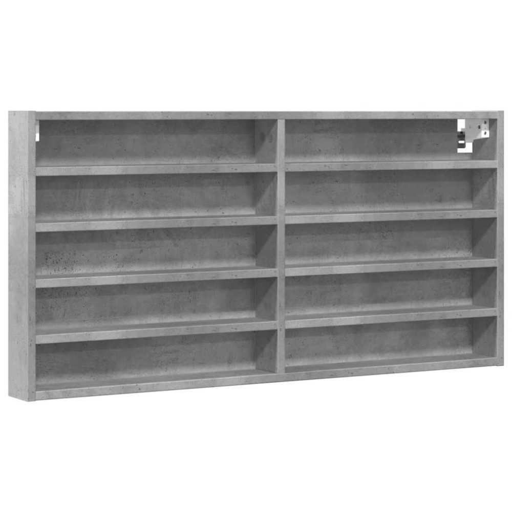 vidaXL Dulap cu vitrină, gri beton, 100x8,5x50 cm, lemn prelucrat