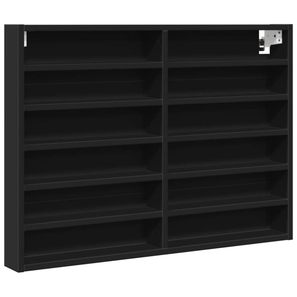 vidaXL Dulap cu vitrină, negru, 80x8,5x58 cm, lemn prelucrat