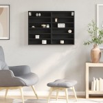 vidaXL Dulap cu vitrină, negru, 80x8,5x58 cm, lemn prelucrat