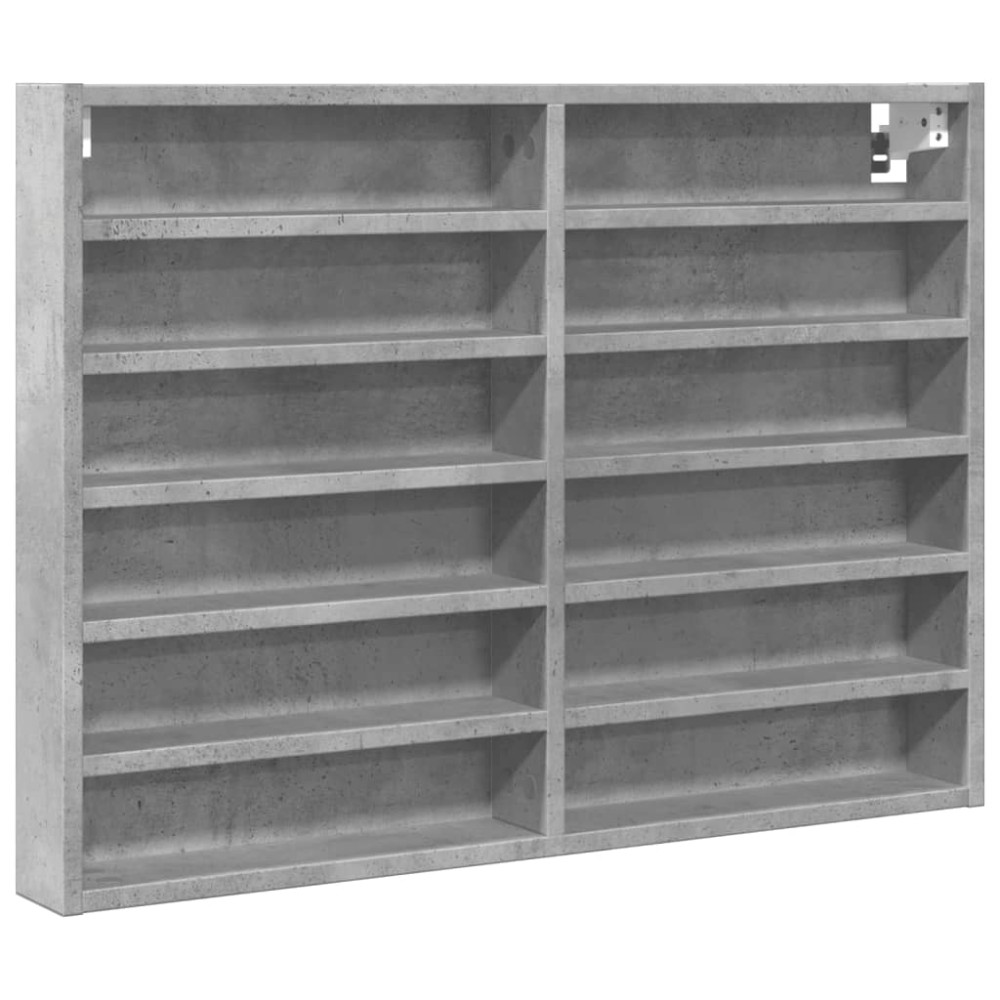 vidaXL Dulap cu vitrină, gri beton, 80x8,5x58 cm, lemn prelucrat