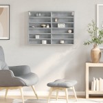 vidaXL Dulap cu vitrină, gri beton, 80x8,5x58 cm, lemn prelucrat