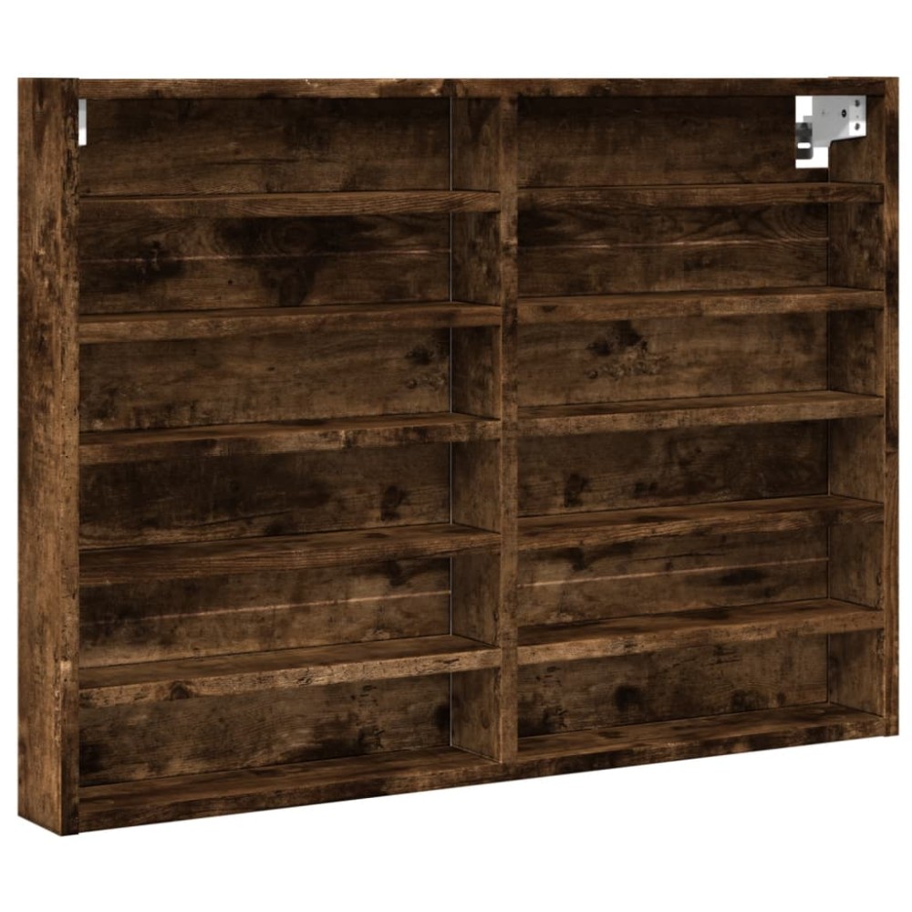 vidaXL Dulap cu vitrină, stejar fumuriu, 80x8,5x58 cm, lemn prelucrat