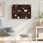 vidaXL Dulap cu vitrină, stejar maro, 80x8,5x58 cm, lemn prelucrat vidaXL Dulap cu vitrină, stejar maro, 80x8,5x58 cm, lemn prelucrat