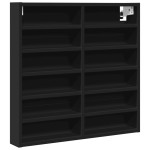 vidaXL Dulap cu vitrină, negru, 60x8,5x58 cm, lemn prelucrat vidaXL Dulap cu vitrină, negru, 60x8,5x58 cm, lemn prelucrat