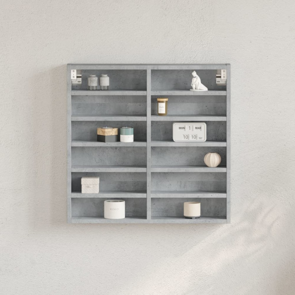 vidaXL Dulap cu vitrină, gri beton, 60x8,5x58 cm, lemn prelucrat