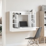 vidaXL Birou montat pe perete, alb, 105x48x75 cm, lemn prelucrat
