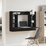 vidaXL Birou montat pe perete, negru, 105x48x75 cm, lemn prelucrat