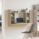 vidaXL Birou montat pe perete stejar sonoma 105x48x75cm lemn prelucrat