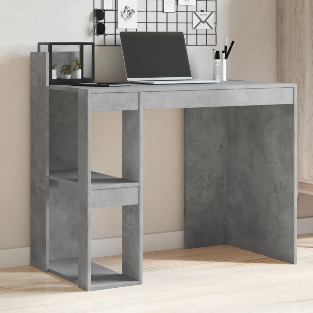 vidaXL Birou, gri beton, 103,5x56,5x94 cm, lemn prelucrat