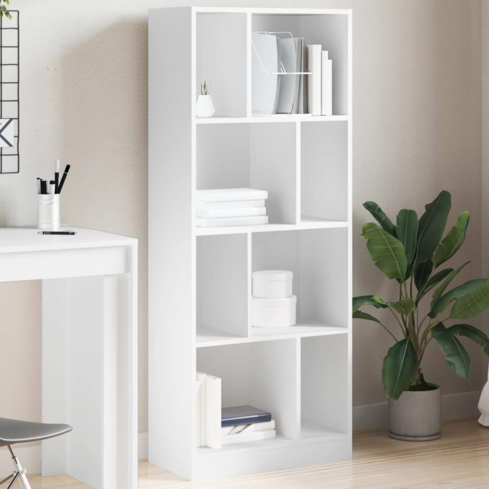 vidaXL Bibliotecă, alb, 57x28,5x141 cm, lemn prelucrat
