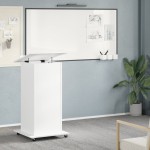 vidaXL Pupitru cu roți și sertar alb 55x55x107 cm lemn prelucrat vidaXL Pupitru cu roți și sertar alb 55x55x107 cm lemn prelucrat