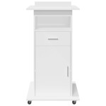 vidaXL Pupitru cu roți și sertar alb 55x55x107 cm lemn prelucrat vidaXL Pupitru cu roți și sertar alb 55x55x107 cm lemn prelucrat