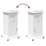 vidaXL Pupitru cu roți și sertar alb 55x55x107 cm lemn prelucrat vidaXL Pupitru cu roți și sertar alb 55x55x107 cm lemn prelucrat