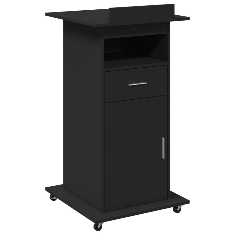 vidaXL Pupitru cu roți și sertar negru 55x55x107 cm lemn prelucrat