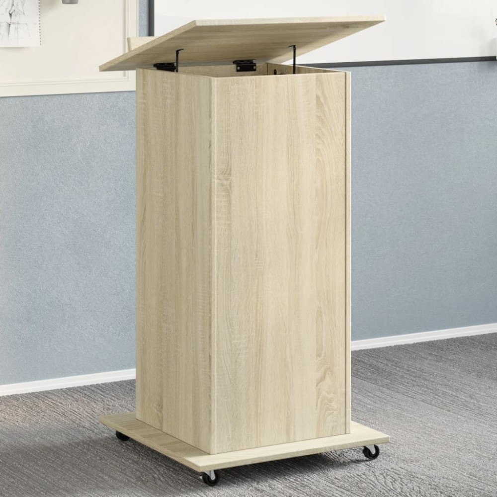 vidaXL Pupitru roți și sertar stejar sonoma 55x55x107cm lemn prelucrat