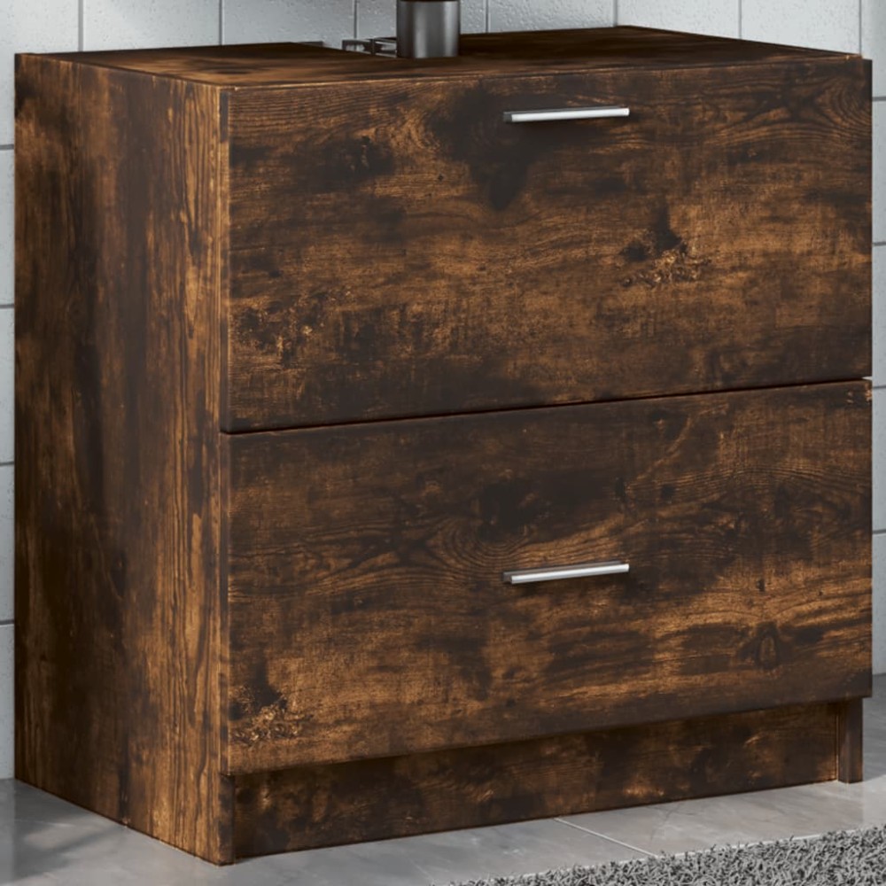 vidaXL Dulap de chiuvetă, stejar afumat, 59x37x59 cm, lemn prelucrat