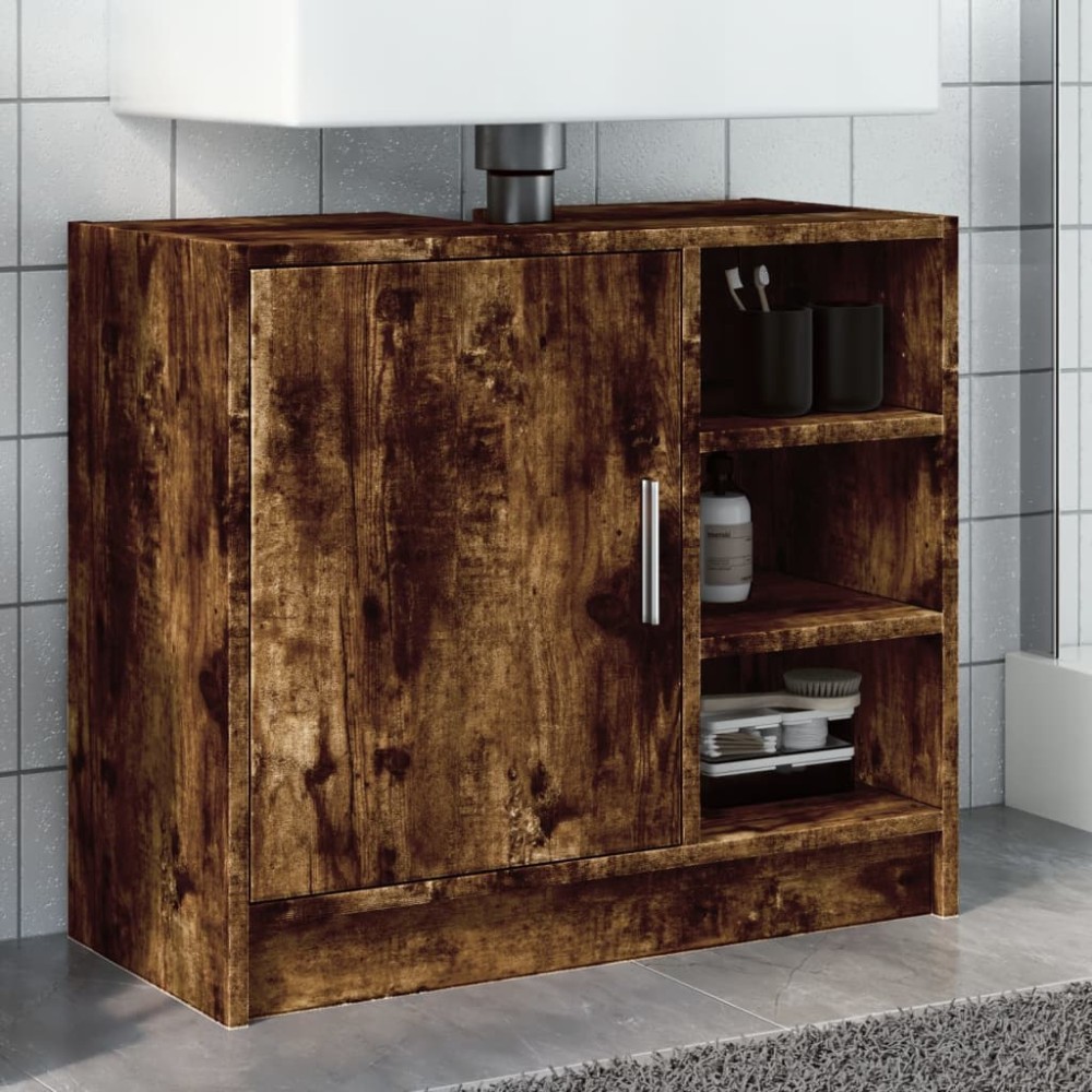 vidaXL Dulap de chiuvetă, stejar fumuriu, 63x29x55 cm, lemn prelucrat