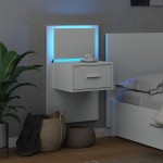 vidaXL Noptieră montată pe perete cu lumini LED, alb