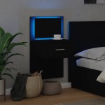 vidaXL Noptieră montată pe perete cu lumini LED, negru