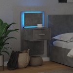 vidaXL Noptieră montată pe perete cu lumini LED, gri beton