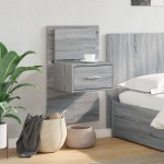 vidaXL Noptieră montată pe perete cu lumini LED, sonoma gri