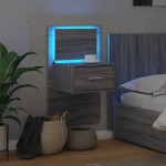 vidaXL Noptieră montată pe perete cu lumini LED, sonoma gri