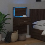vidaXL Noptieră montată pe perete cu lumini LED, stejar maro
