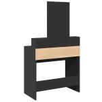 vidaXL Masă de toaletă cu oglindă, negru, 80x41x144,5 cm