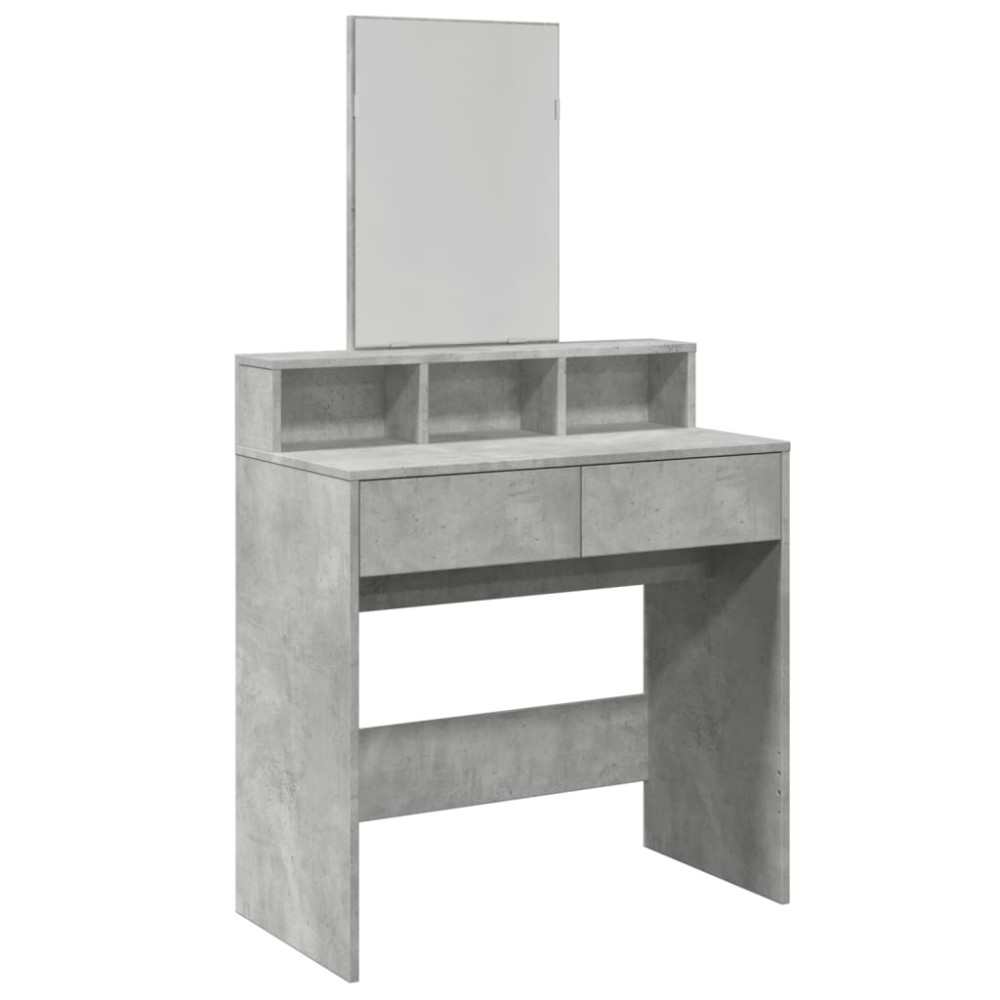 vidaXL Masă de toaletă cu oglindă, gri beton, 80x41x144,5 cm