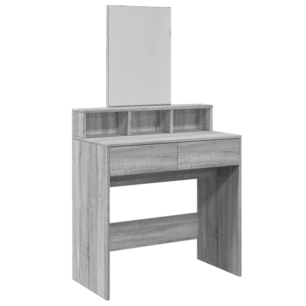 vidaXL Masă de toaletă cu oglindă, gri sonoma, 80x41x144,5 cm
