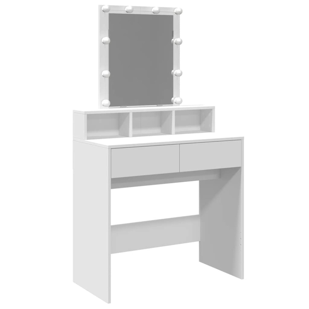 vidaXL Masă de toaletă cu LED, alb, 80x41x144,5 cm