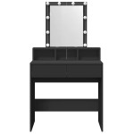 vidaXL Masă de toaletă cu LED, negru, 80x41x144,5 cm vidaXL Masă de toaletă cu LED, negru, 80x41x144,5 cm
