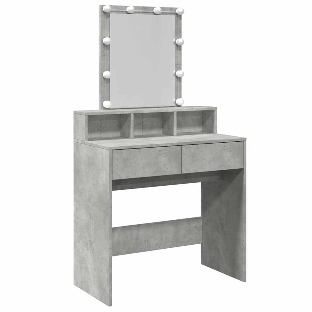 vidaXL Masă de toaletă cu LED, gri beton, 80x41x144,5 cm
