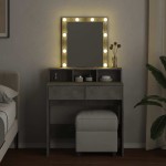 vidaXL Masă de toaletă cu LED, gri beton, 80x41x144,5 cm