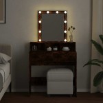 vidaXL Masă de toaletă cu LED, stejar afumat, 80x41x144,5 cm vidaXL Masă de toaletă cu LED, stejar afumat, 80x41x144,5 cm