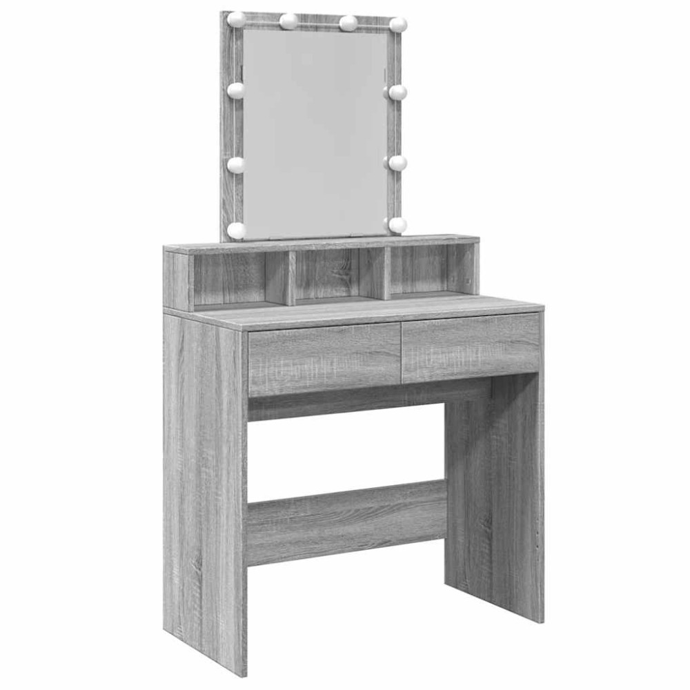 vidaXL Masă de toaletă cu LED, sonoma gri, 80x41x144,5 cm