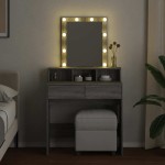 vidaXL Masă de toaletă cu LED, sonoma gri, 80x41x144,5 cm vidaXL Masă de toaletă cu LED, sonoma gri, 80x41x144,5 cm
