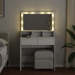 vidaXL Masă de toaletă cu LED, alb, 80x41x134,5 cm vidaXL Masă de toaletă cu LED, alb, 80x41x134,5 cm