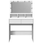 vidaXL Masă de toaletă cu LED, alb, 80x41x134,5 cm vidaXL Masă de toaletă cu LED, alb, 80x41x134,5 cm