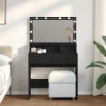 vidaXL Masă de toaletă cu LED, negru, 80x41x134,5 cm vidaXL Masă de toaletă cu LED, negru, 80x41x134,5 cm