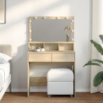 vidaXL Masă de toaletă cu LED, stejar sonoma, 80x41x134,5 cm vidaXL Masă de toaletă cu LED, stejar sonoma, 80x41x134,5 cm