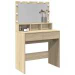vidaXL Masă de toaletă cu LED, stejar sonoma, 80x41x134,5 cm vidaXL Masă de toaletă cu LED, stejar sonoma, 80x41x134,5 cm