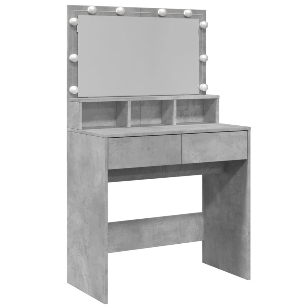 vidaXL Masă de toaletă cu LED, gri beton, 80x41x134,5 cm